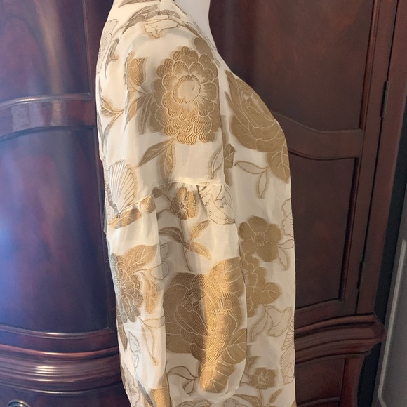 Talbots Gold Foil Sheer Blouse - Picture 3 of 6
